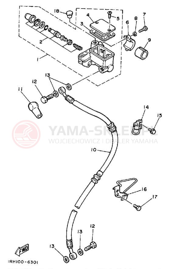 Schemat "Pompa hamulcowa przednia" do Yamaha TT225T