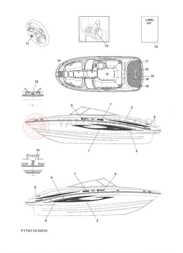 Schemat "naklejki" do Yamaha SX210 FRT1100BG/FRT1100CG