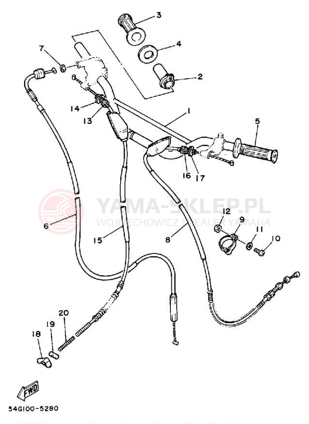 Schemat "Kierownica i osprzęt" do Yamaha BW200N