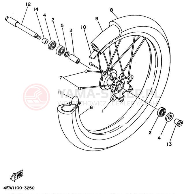 Schemat "Koło przód" do Yamaha YZ125F1