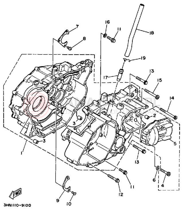 Schemat "Obudowa silnika" do Yamaha BIG BEAR 4WD YFM350FWW