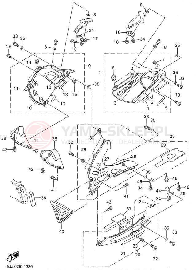 Schemat "elementy nadwozia" do Yamaha YZFR1 YZFR1N/YZFR1NC