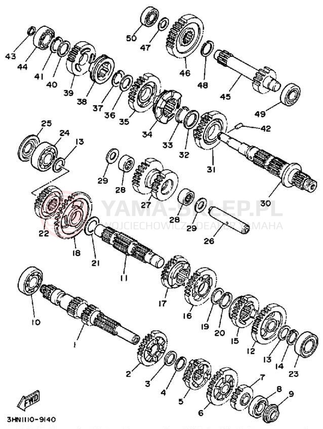 Schemat "Skrzynia biegów " do Yamaha BIG BEAR 4WD YFM350FWW