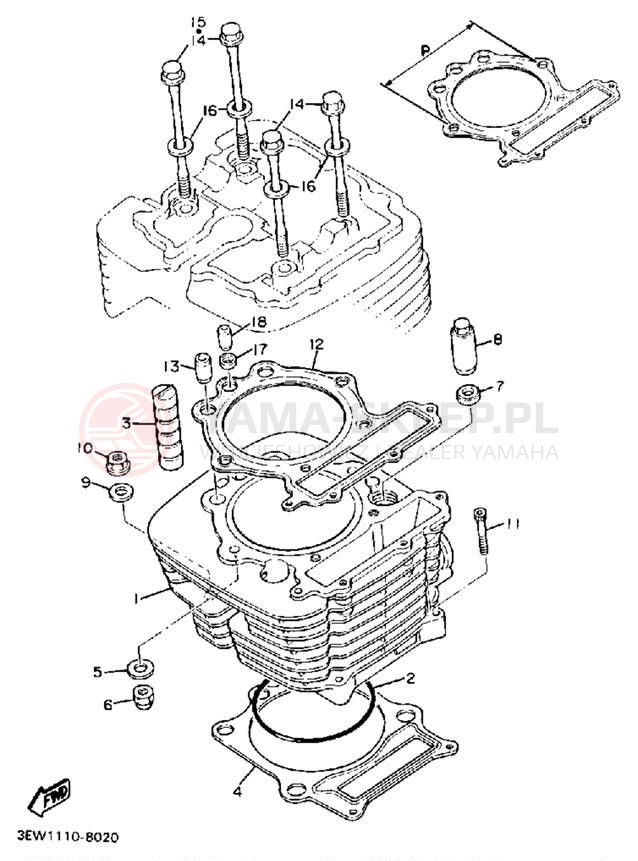 Schemat "cylinder" do Yamaha XT600W/XT600WC