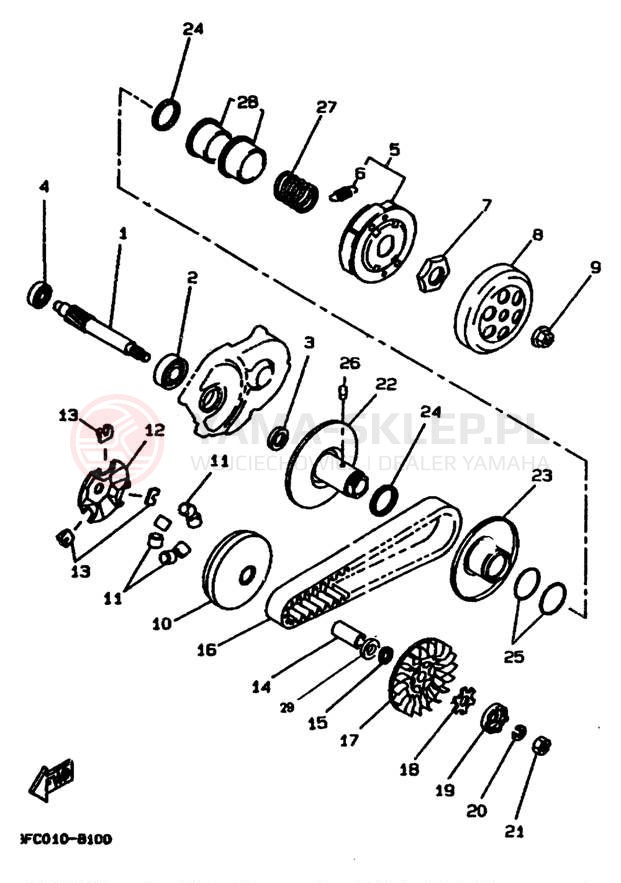 Schemat "sprzęgło" do Yamaha ZUMA II CW50J