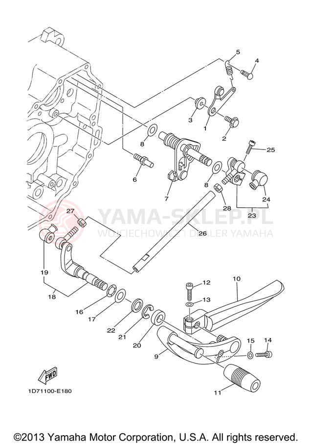 Schemat "Dźwignia zmiany biegów, wałek" do Yamaha STRATOLINER XV19CTV/XV19CTVC