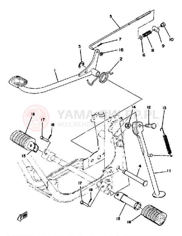 Schemat "Stopka postojowa i podnóżki" do Yamaha MX80G