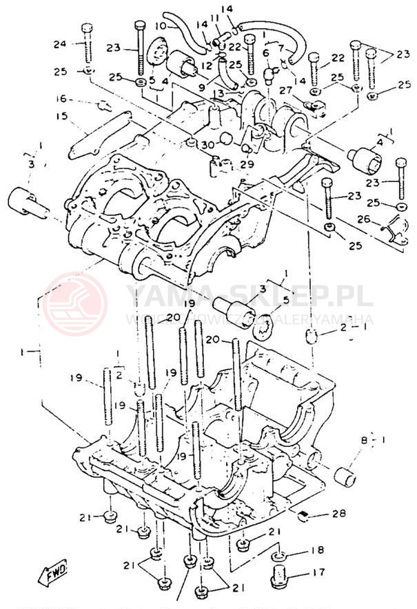 Schemat "Obudowa silnika" do Yamaha BANSHEE YFZ350E