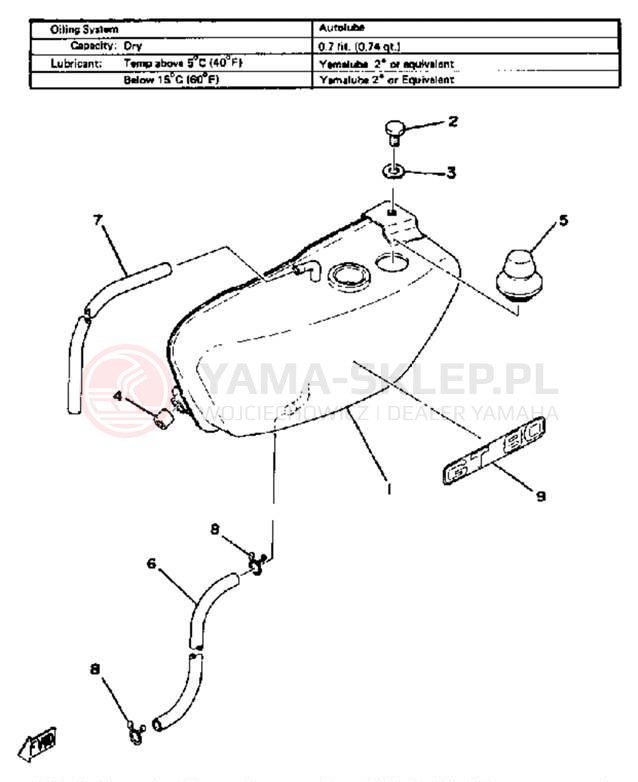 Schemat "Miska olejowa" do Yamaha GT80G