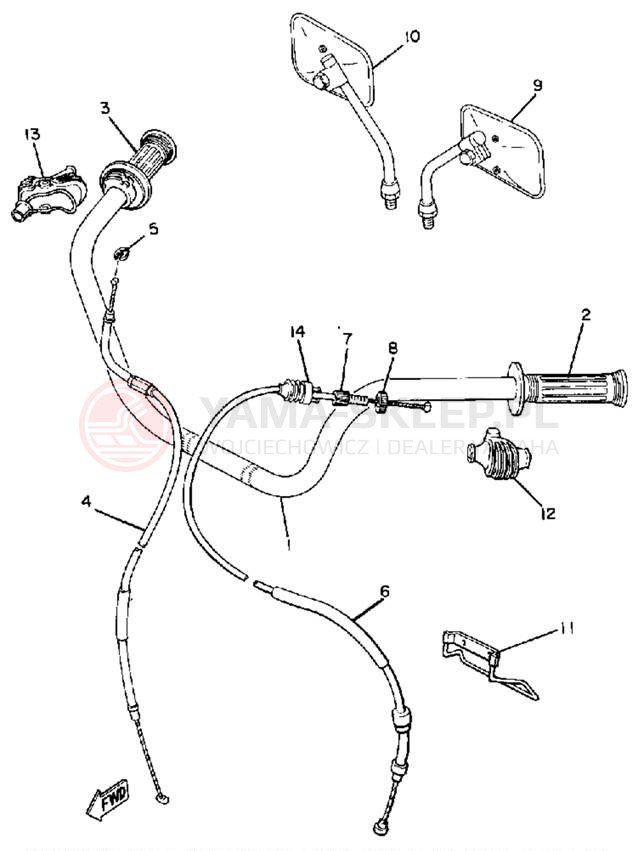 Schemat "Kierownica i osprzęt" do Yamaha XS850SG