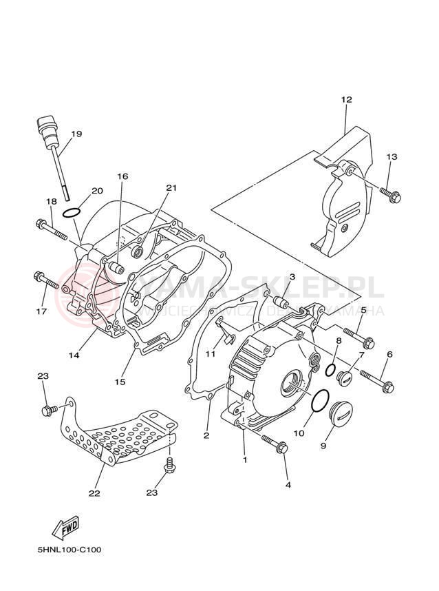 Schemat "Pokrywa silnika" do Yamaha TTR90 TTR90S