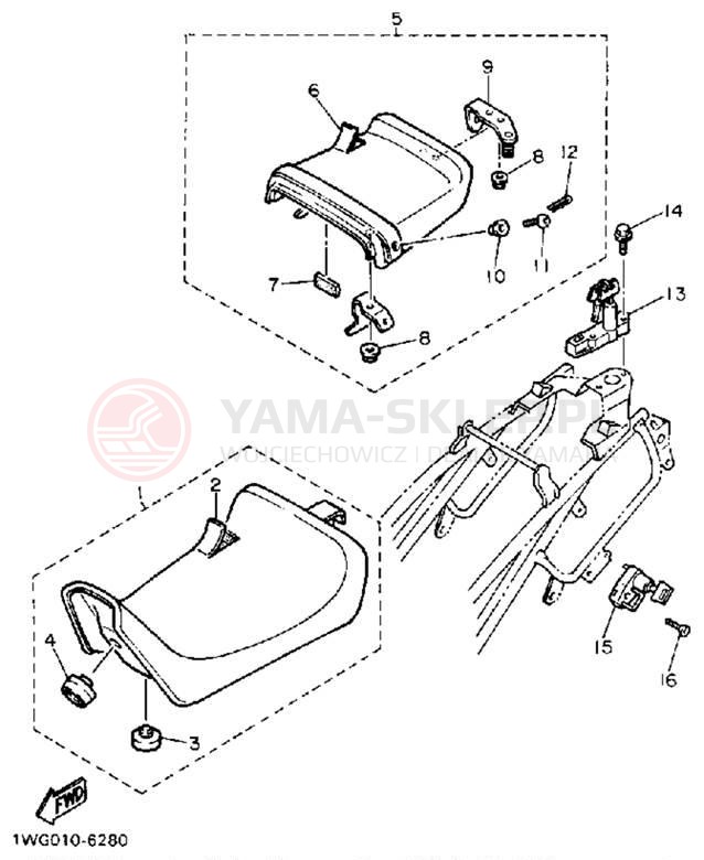 Schemat "siedzenie" do Yamaha FZR400A