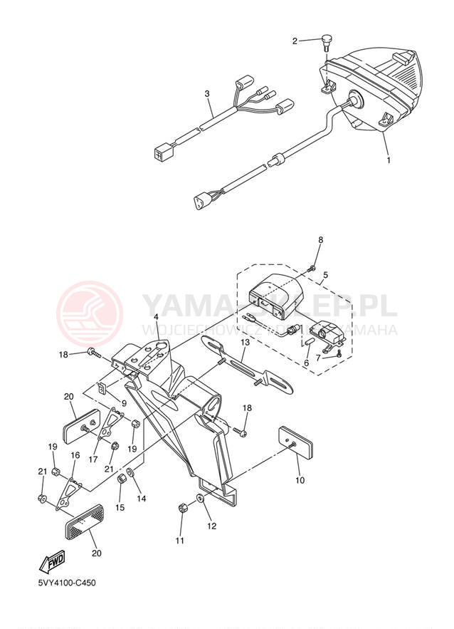 Schemat "lampa tył" do Yamaha YZF-R1 YZFR1TC/YZFR1T