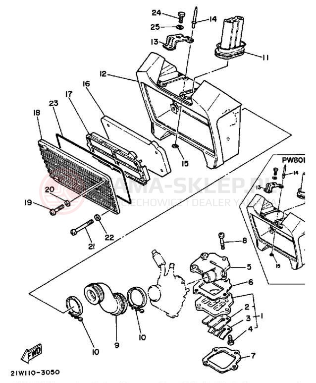 Schemat "Filtr powietrza" do Yamaha Y-ZINGER PW80K