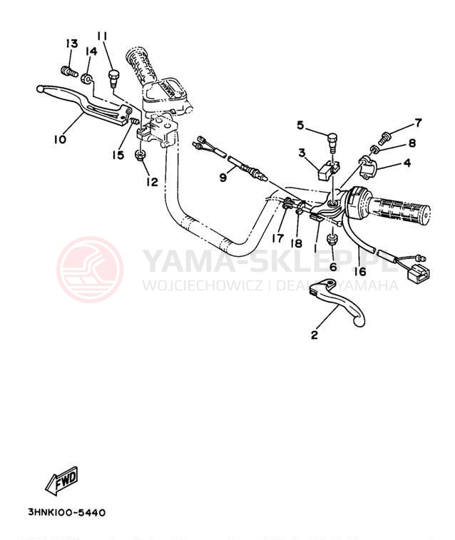 Schemat "Kierownica i osprzęt" do Yamaha BIG BEAR 4WD YFM350FWBJ_MNH