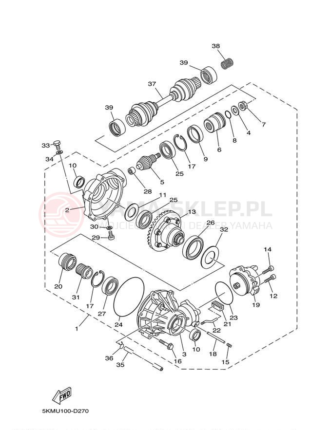 Schemat "Wał napędowy przód" do Yamaha GRIZZLY 660 SE YFM66FASET