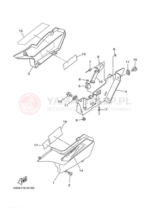 Schemat "Pokrywa boczna" do Yamaha TW200 TW200Y/TW200YC