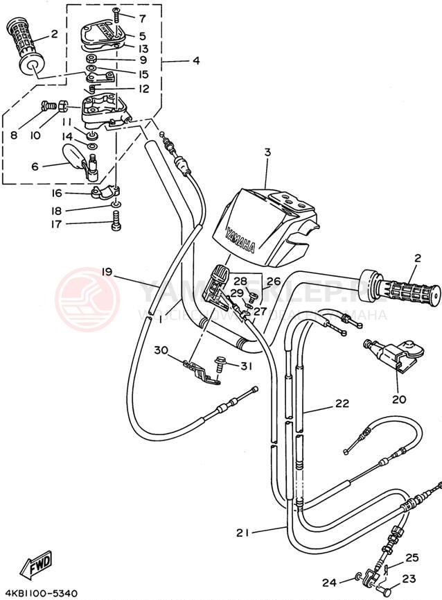 Schemat "Kierownica i osprzęt" do Yamaha YFM35FXG