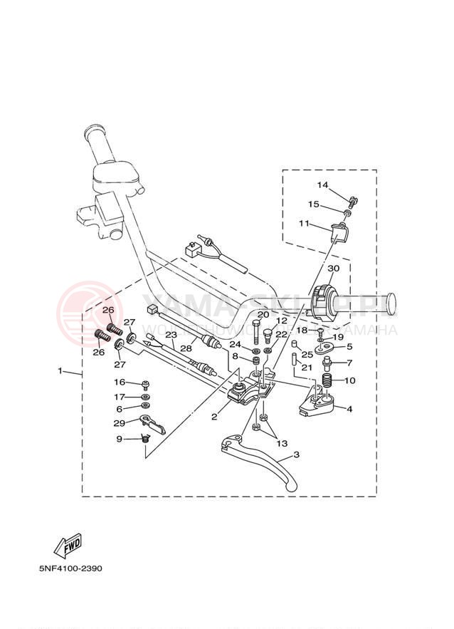 Schemat "Kierownica i osprzęt" do Yamaha WARRIOR YFM350XRC/YFM350XR