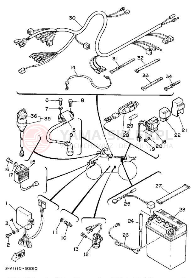 Schemat "układ elektryczny" do Yamaha YFA1D
