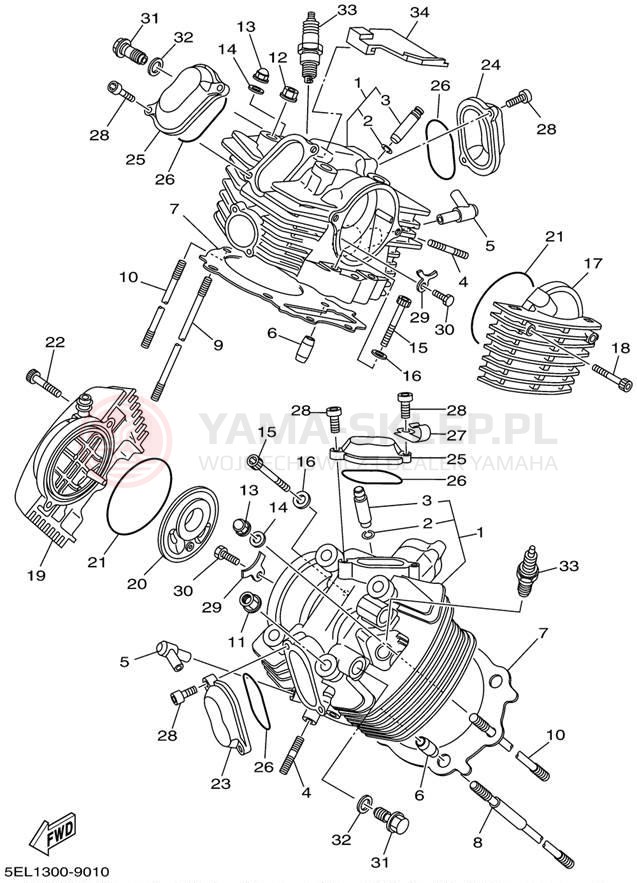 Schemat "głowica" do Yamaha V-STAR 1100 XVS1100L/XVS1100LC