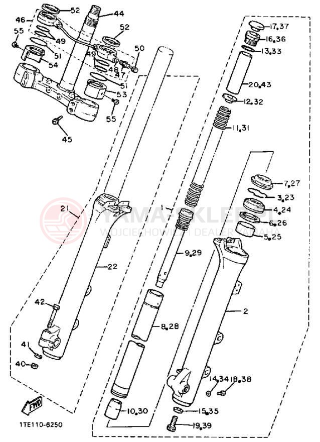Schemat "Amortyzatory przód" do Yamaha VIRAGO 1100 XV1100U/XV1100UC