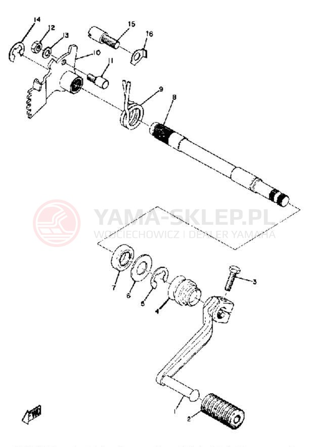 Schemat "Dźwignia zmiany biegów, wałek" do Yamaha SC500A