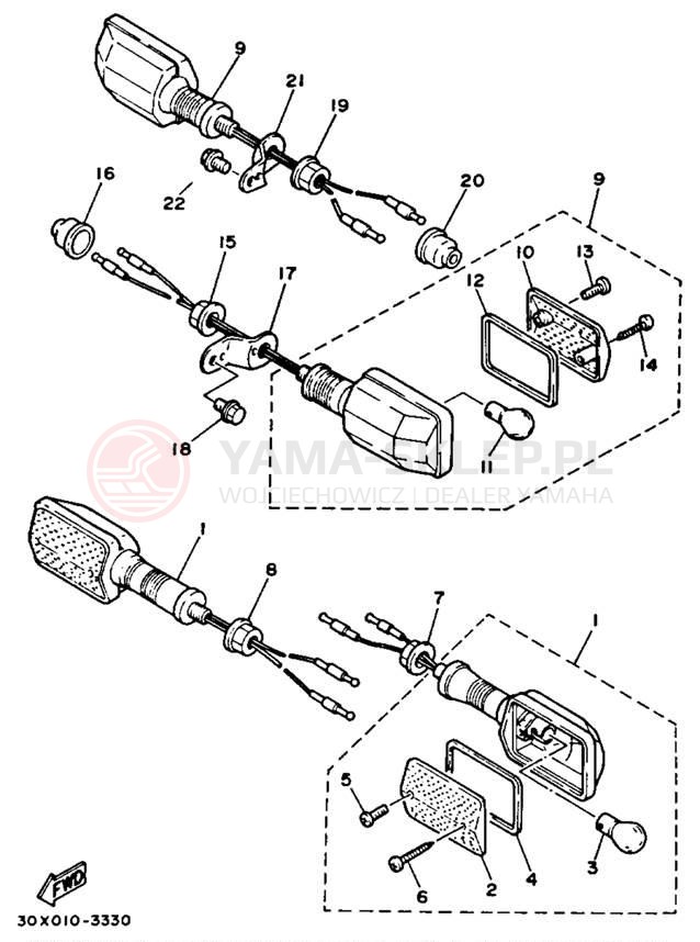 Schemat "kierunkowskazy" do Yamaha XT350D/XT350DC