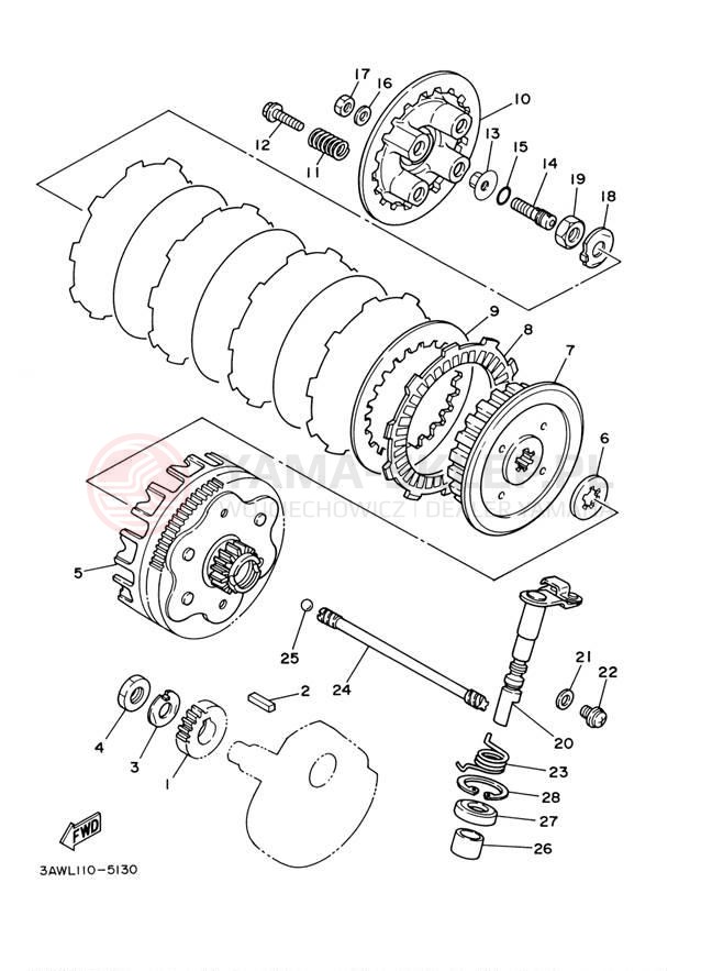 Schemat "sprzęgło" do Yamaha TW200 TW200R/TW200RC