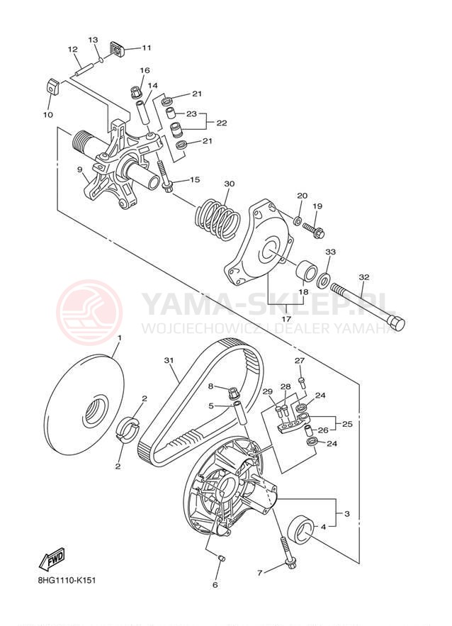 Schemat "PRIMARY SHEAVE" do Yamaha APEX SE RX10PSER/RX10PSEL