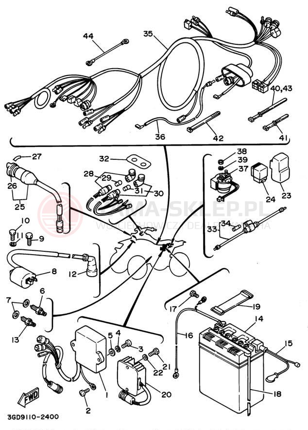 Schemat "układ elektryczny" do Yamaha WARRIOR YFM350XG