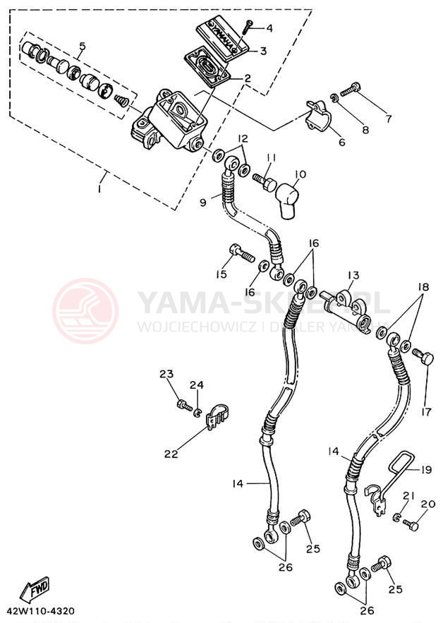 Schemat "Pompa hamulcowa przednia" do Yamaha VIRAGO 1100 XV1100L/XV1100LC