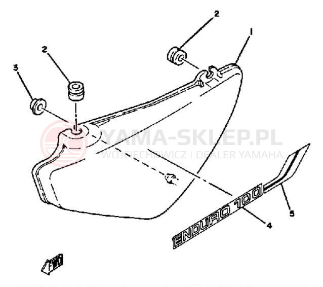 Schemat "Pokrywa boczna" do Yamaha DT100K
