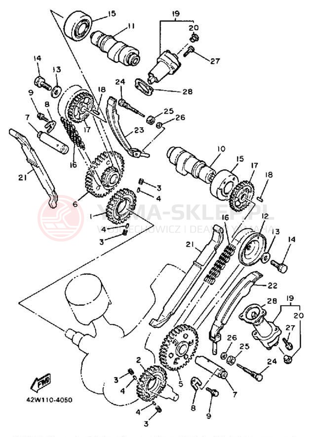 Schemat "Rozrząd - łańcuszek" do Yamaha VIRAGO 1100 XV1100U/XV1100UC
