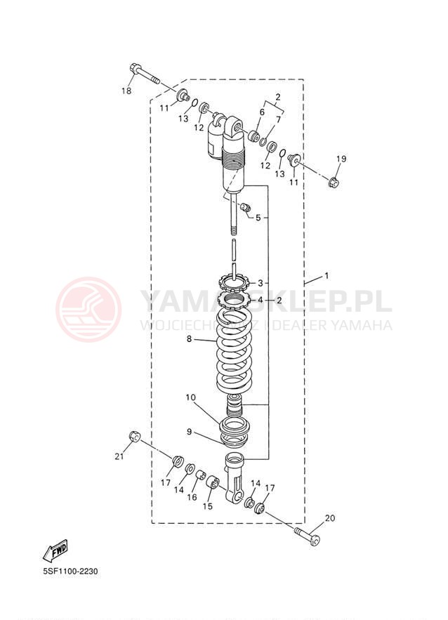 Schemat "zawieszenie tył" do Yamaha YZ426F YZ426FP