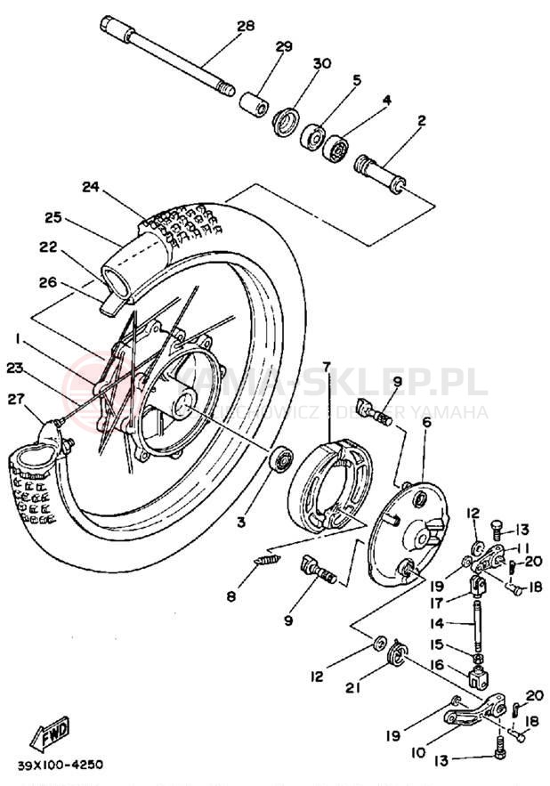 Schemat "Koło przód" do Yamaha YZ250L