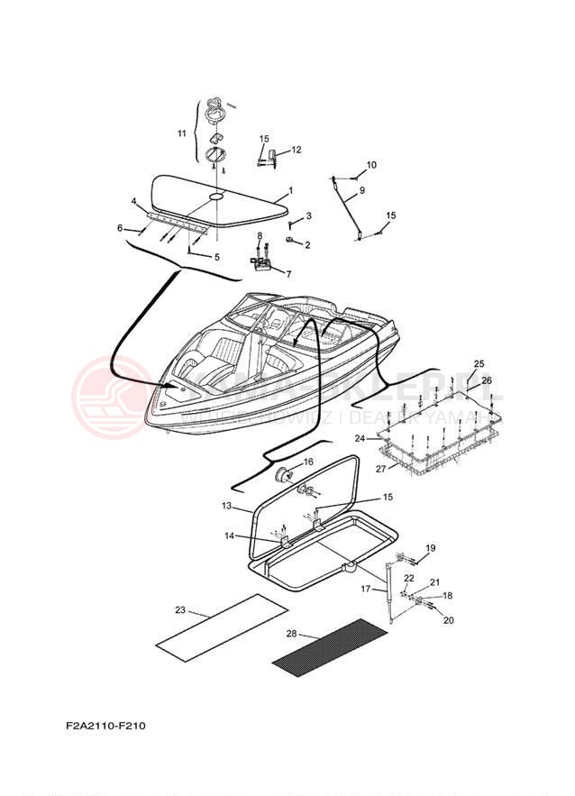 Schemat "DECK HATCH" do Yamaha 232 LIMITED SXT1100FLG