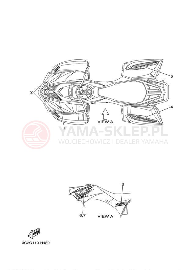 Schemat "naklejki" do Yamaha WOLVERINE 450 4WD YFM45FXYL