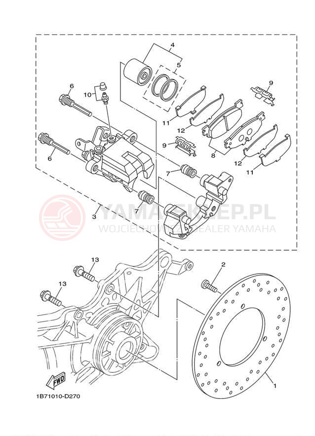 Schemat "Zacisk hamulcowy tylny" do Yamaha MORPHOUS CP250W