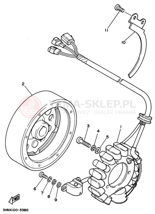 Schemat "prądnica" do Yamaha BIG BEAR 4WD YFM350FWG