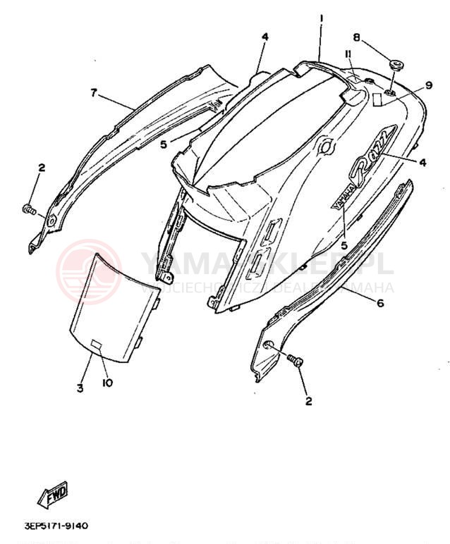 Schemat "Pokrywa boczna" do Yamaha SH50MA/SH50A