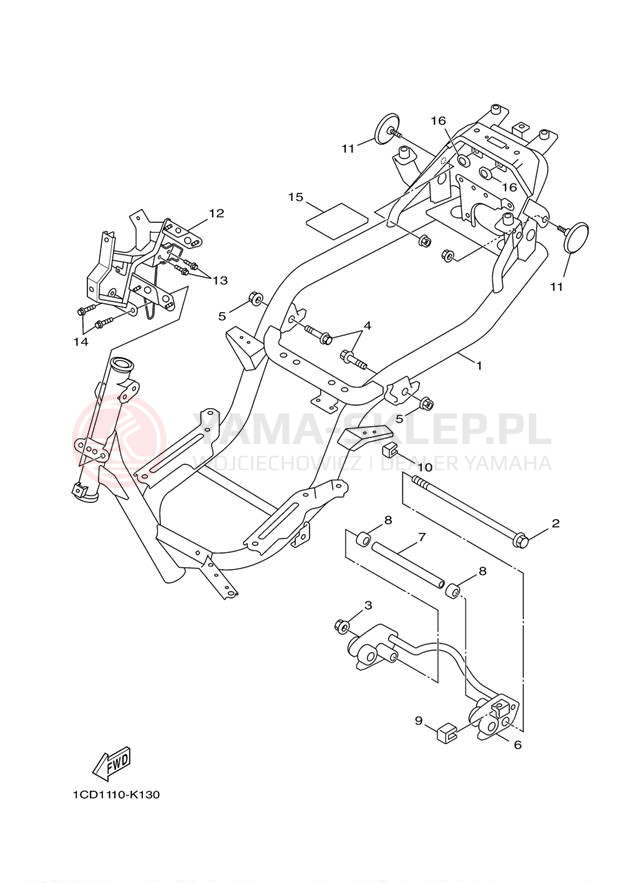 Schemat "rama" do Yamaha ZUMA 50 YW50FDR/YW50FDB