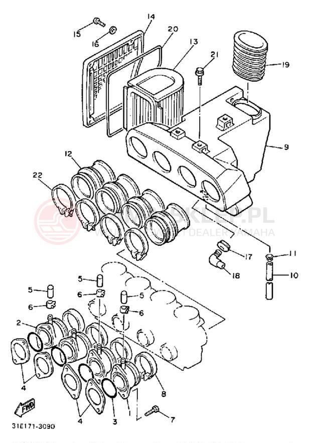 Schemat "Filtr powietrza" do Yamaha SECA XJ900RK