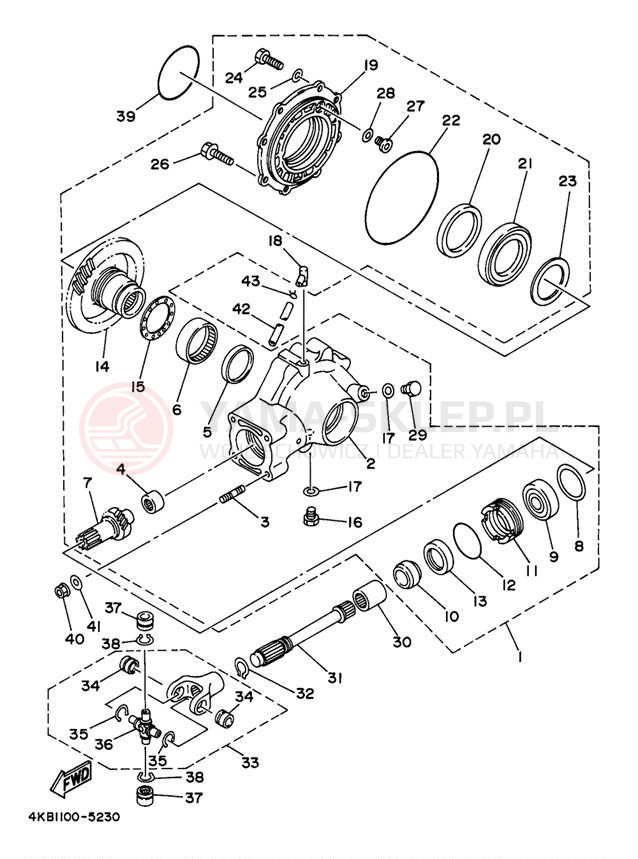 Schemat "Wał napędowy" do Yamaha BIG BEAR 4WD YFM350FWBJ_MNH