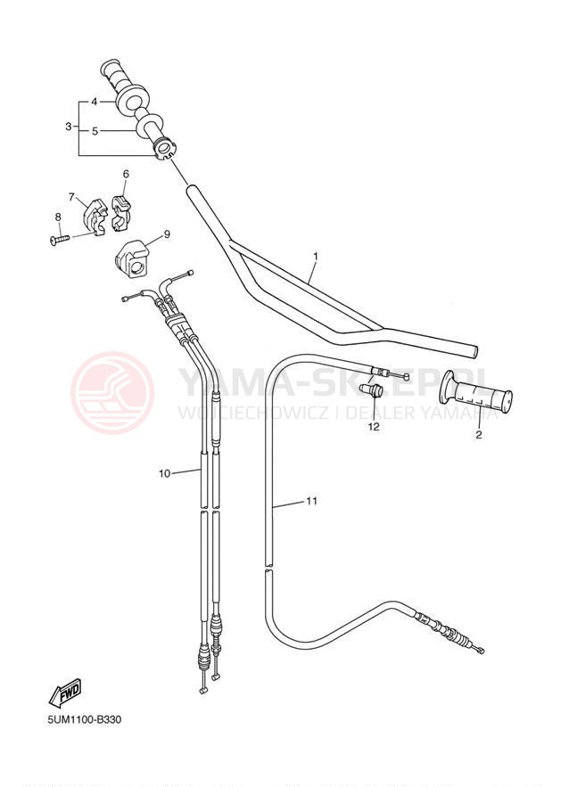 Schemat "Kierownica i osprzęt" do Yamaha WR250F WR250FR