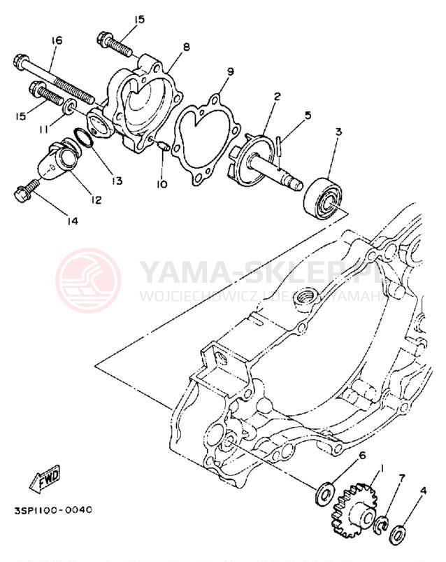Schemat "Pompa wody" do Yamaha YZ250A