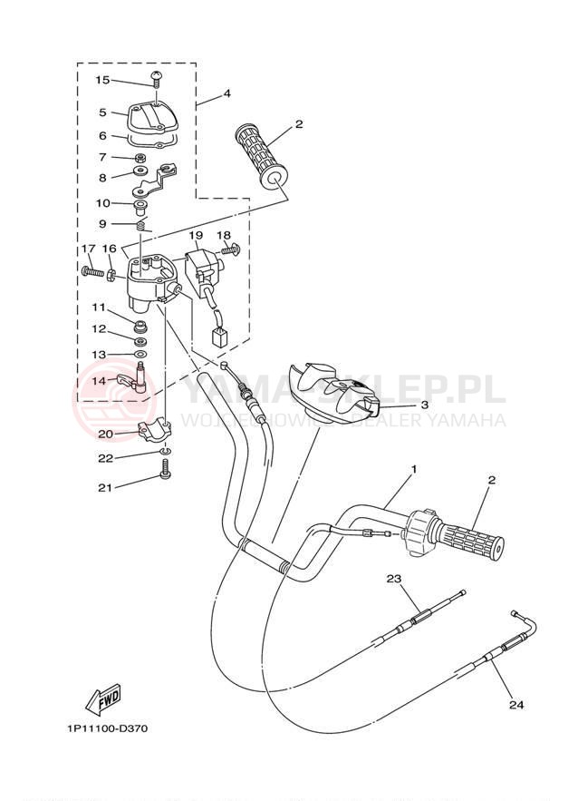 Schemat "Kierownica i osprzęt" do Yamaha GRIZZLY 400 YFM4FGW