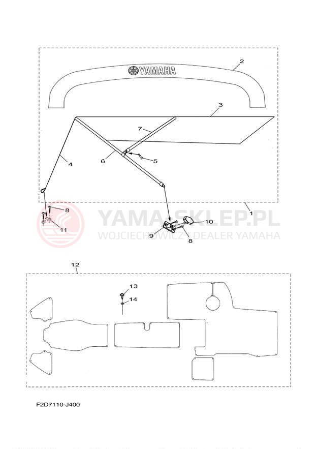 Schemat "Bimini top" do Yamaha 242 LIMITED S SXT1800GJ