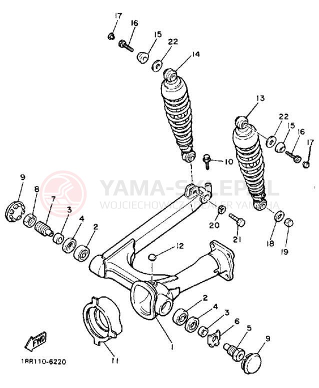 Schemat "wahacz, zawieszenie tył" do Yamaha VIRAGO 700 XV700SS/XV700SSC