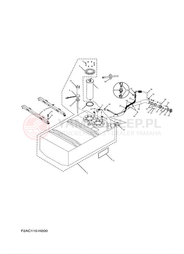 Schemat "zbiornik paliwa" do Yamaha 232 LIMITED SXT1100HLH